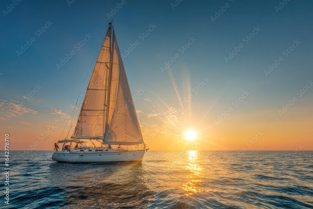 Fototapeta premium Sailboat at sunset