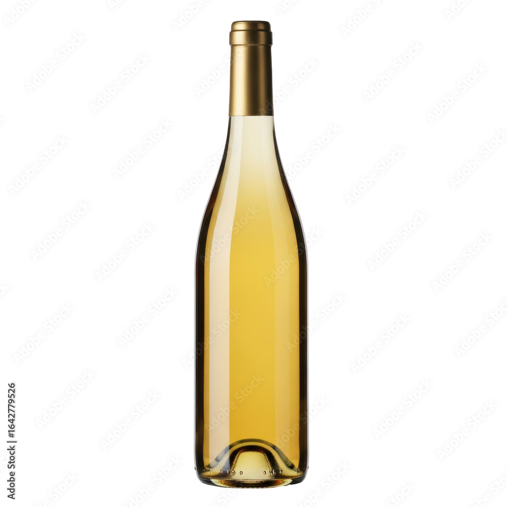 A sleek bottle of white wine with a golden foil cap, filled with a rich, golden liquid, perfect for upscale beverage promotions or culinary themes. A sleek bottle of white wine with a golden foil cap, filled with a rich, golden liquid, perfect for upscale beverage promotions or culinary themes.