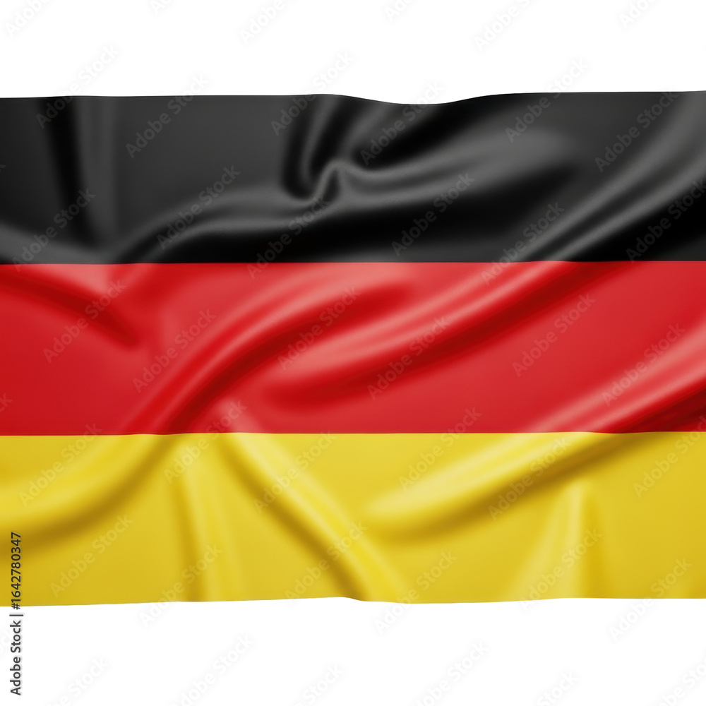 Naklejka premium A realistic depiction of the german flag, featuring its black, red, and gold stripes with natural fabric folds. Ideal for national identity, sports, or international themes.