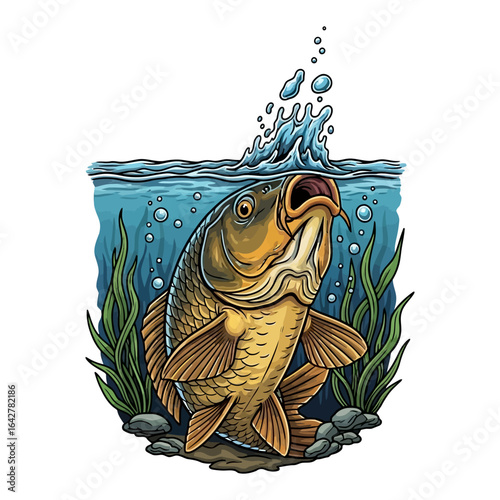 carp fishing illustration logo vector image t shirt