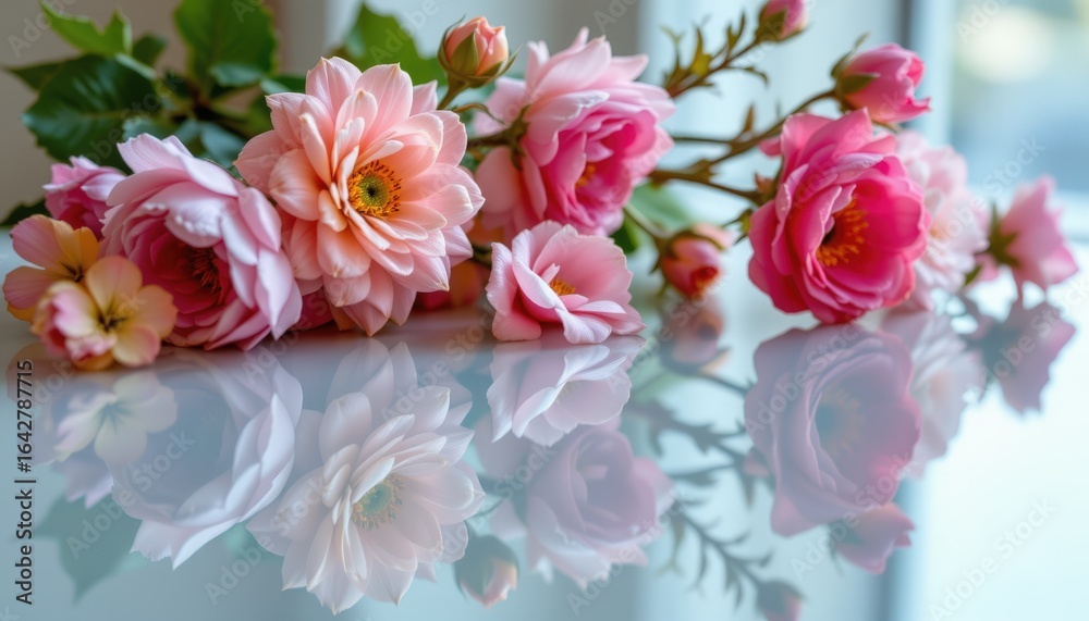 Fototapeta premium Ethereal Floral Reflection Dreamlike Setting