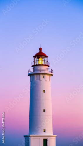 Wallpaper Mural Tall white lighthouse with red cap against a colorful twilight sky Torontodigital.ca