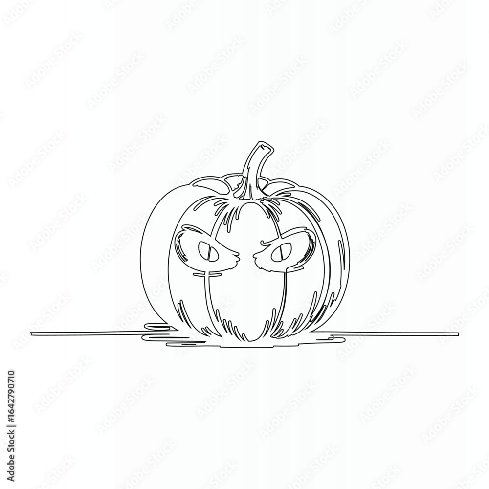 Detailed sketch of a pumpkin with a globe pattern on its surface