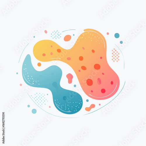 A clean vector of a stylized amoeba, combining abstract flowing shapes with minimal cellular detail.