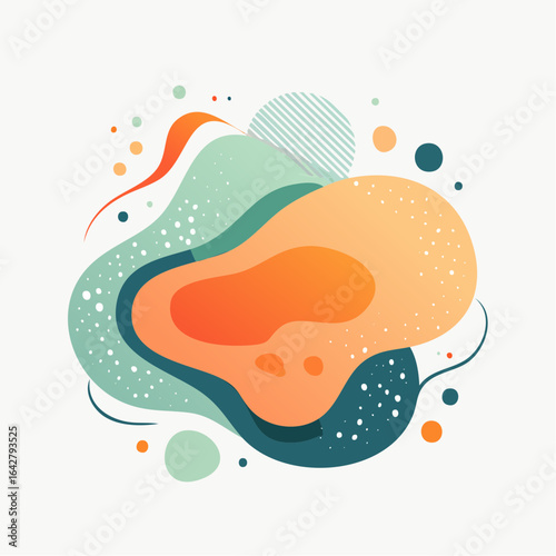 A clean vector of a stylized amoeba, combining abstract flowing shapes with minimal cellular detail.