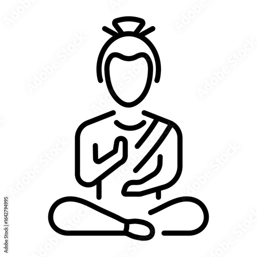 An outline style icon depicting buddha  