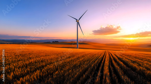 Single Wind Turbine Golden Wheat