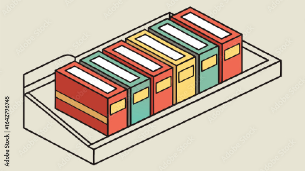 Obraz premium Colorful stacked binders in tray vector