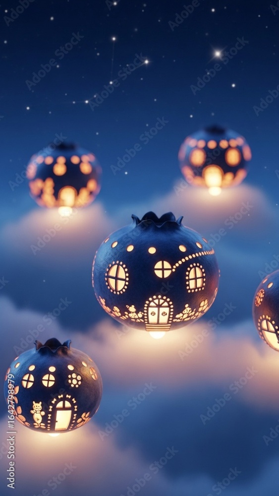 Fototapeta premium Blueberry Lanterns in the Sky