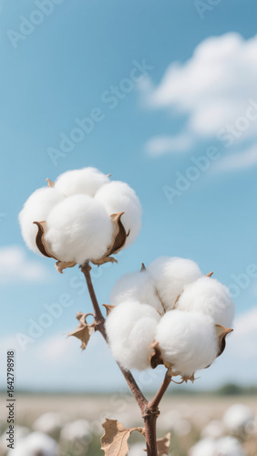 Two plump and fluffy cottons in the cotton field