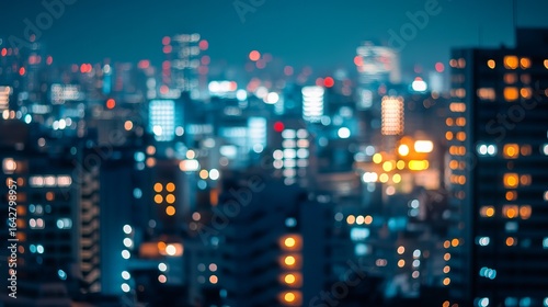 Blurry night city lights bokeh