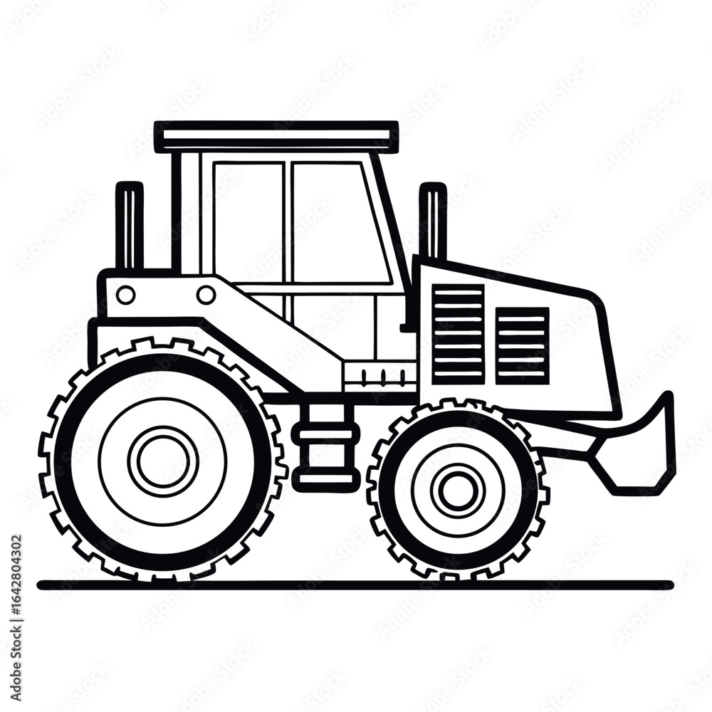 Naklejka premium Vector art of tractor isolated on white background