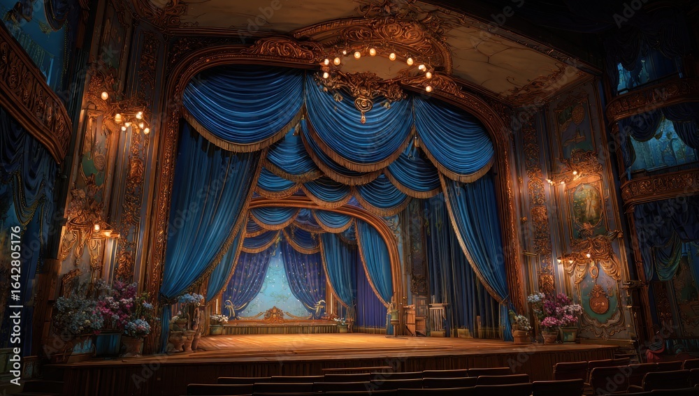 Fototapeta premium Grand theater stage, rich decor