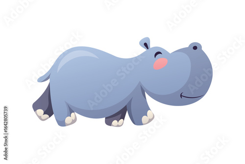 Cute hippopotamus character, vector illustration.