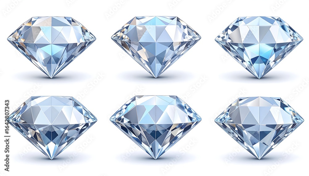 Fototapeta premium Six diamond 3D renderings