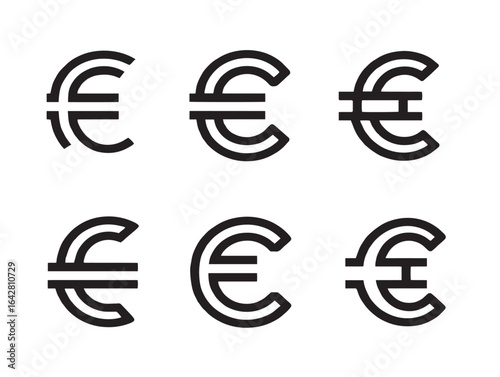 Elegant Euro Sign Icon Set in Clean Vector Style