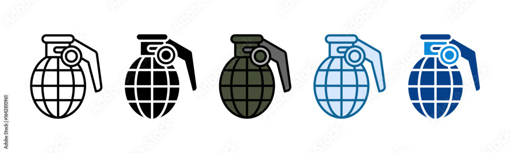 Fototapeta premium Grenade Icon Set Multiple Style Collection