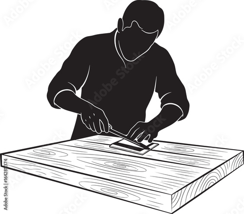 Carpenter woodworker silhouette vector