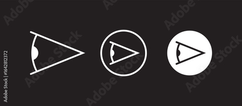 Eye side icon symbol collection on white background. side icon set in black filled and stroke line style
