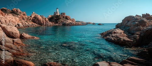 Coastal scenery with a lighthouse