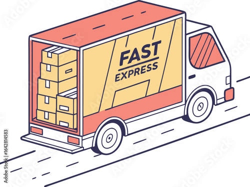 Fast Express Courier Truck – Online Shopping Delivery Vector