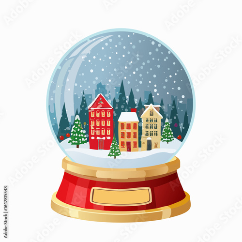 Snow globe in winter cityscape