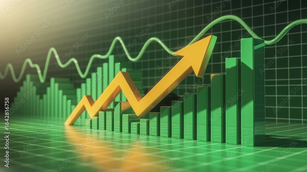Obraz premium Financial Growth Illustration Showing an Upward Trend in Business