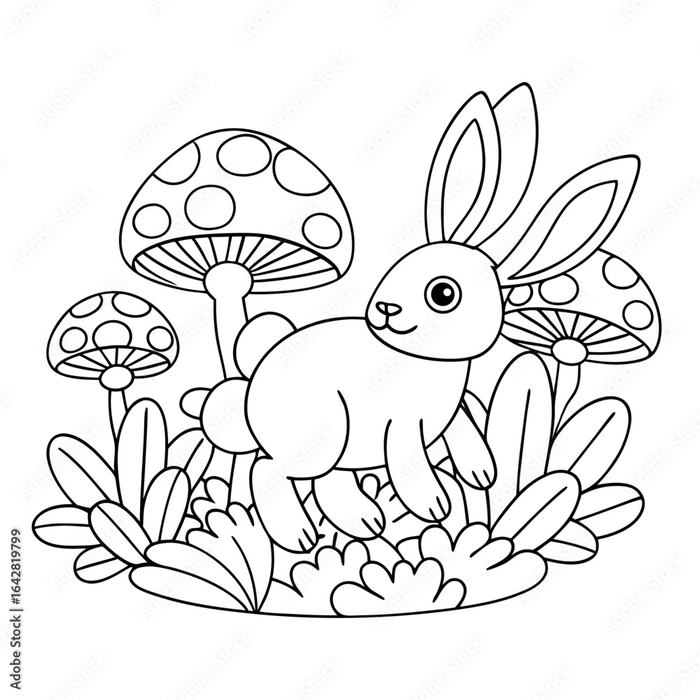 Fototapeta premium printable bunny baking cookies black outline