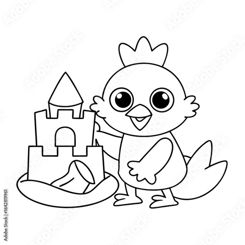 Bear Playing Hide and Seek Line Art Drawing