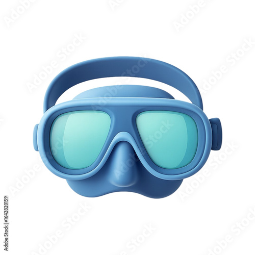 Blue diving mask isolated on transparent background