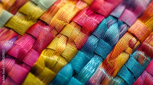 DNA strand interwoven into a vibrant fabric showcasing biological patterns and artistry in design