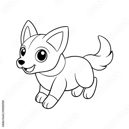 puppy catching frisbee coloring outline
