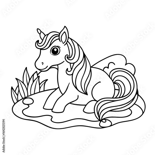 printable unicorn blowing sparks outline