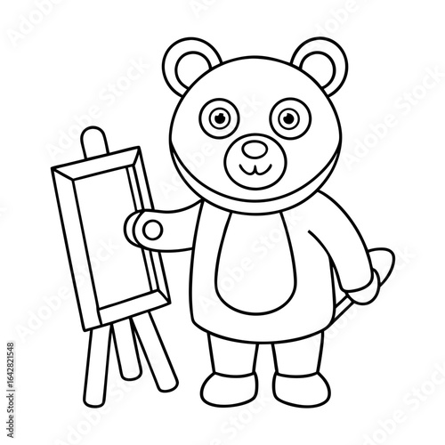 black outline printable bear roasting chestnuts