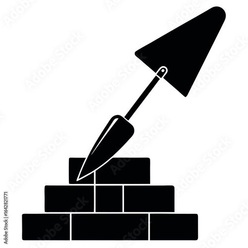 Vector art of trowel for bricklaying and masonry work, isolated on white background