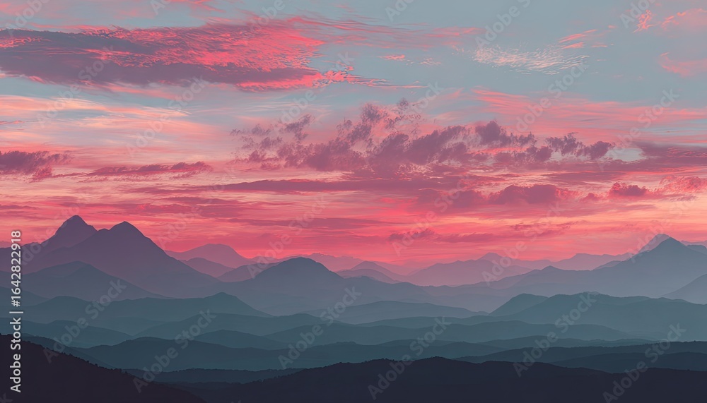 Obraz premium Vast mountain range at sunset