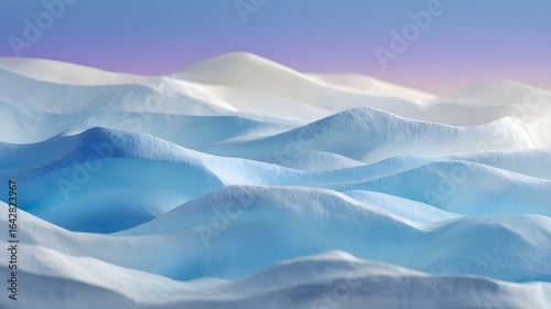 A textured landscape of sculpted snowdrifts.