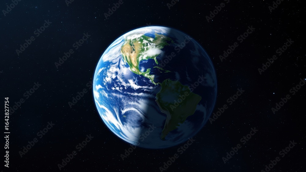 Obraz premium Majestic view of planet earth from space showcasing continents and oceans illuminated by sunlight