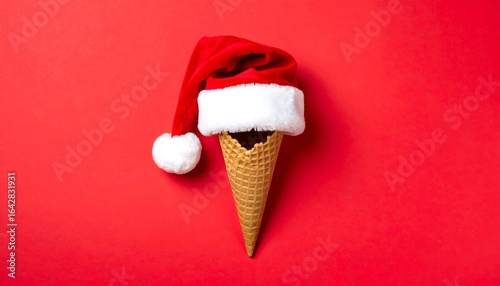 Santa hat ice cream cone
