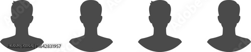 Silhouette portraits of four male figures, graphic design asset, illustration resource, stock photography element, creative project, diverse usage