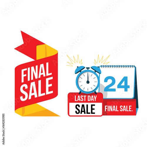 Final sale last day promotion with alarm clock and calendar