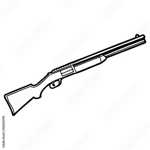 Outline drawing of a shotgun isolated on white background