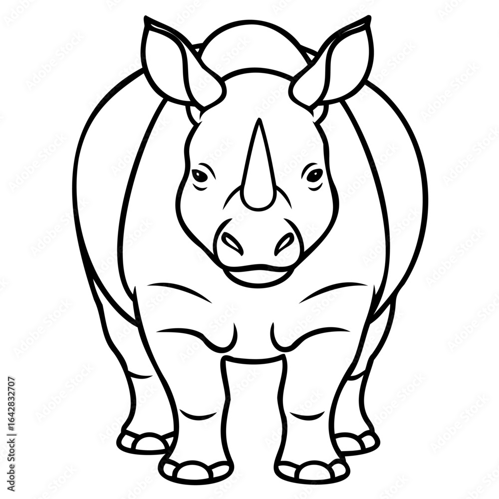 Fototapeta premium Stylized rhino drawing isolated on white background