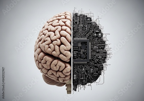 Human brain half organic, half artificial intelligence circuit