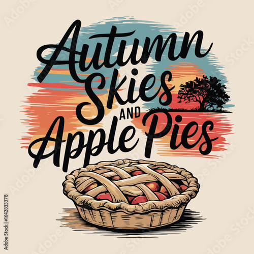 Autumn Skies and Apple Pies Gradient T-Shirt Design