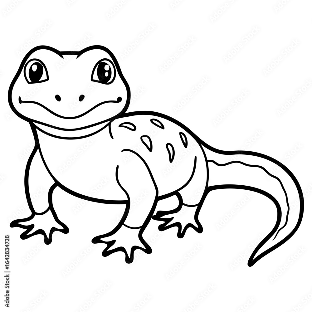 Fototapeta premium Cute cartoon lizard isolated on white background