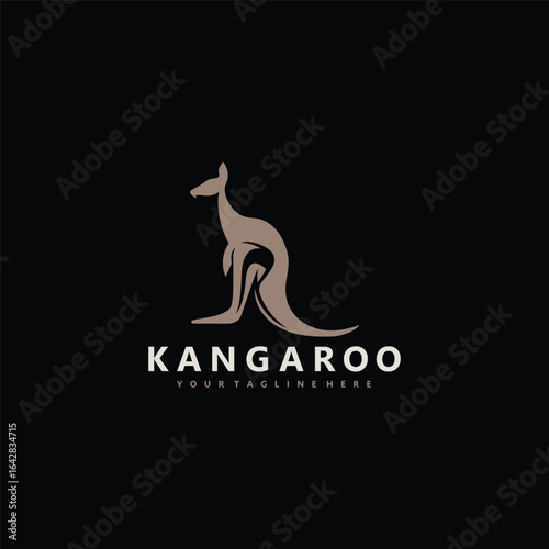 Kangaroo animal logo simple minimalist design Illustration of a wallaby kangaroo