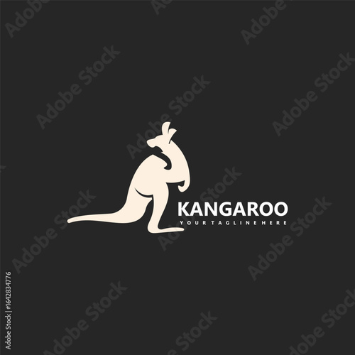 Kangaroo animal logo simple minimalist design Illustration of a wallaby kangaroo