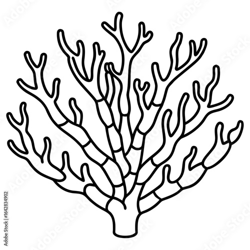 Stylized coral branch illustration isolated on white background