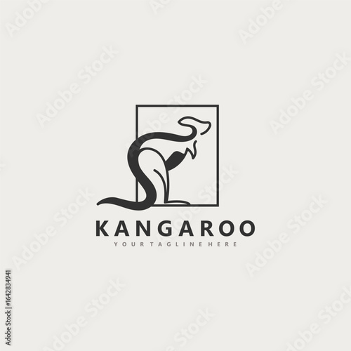 Kangaroo animal logo simple minimalist design Illustration of a wallaby kangaroo